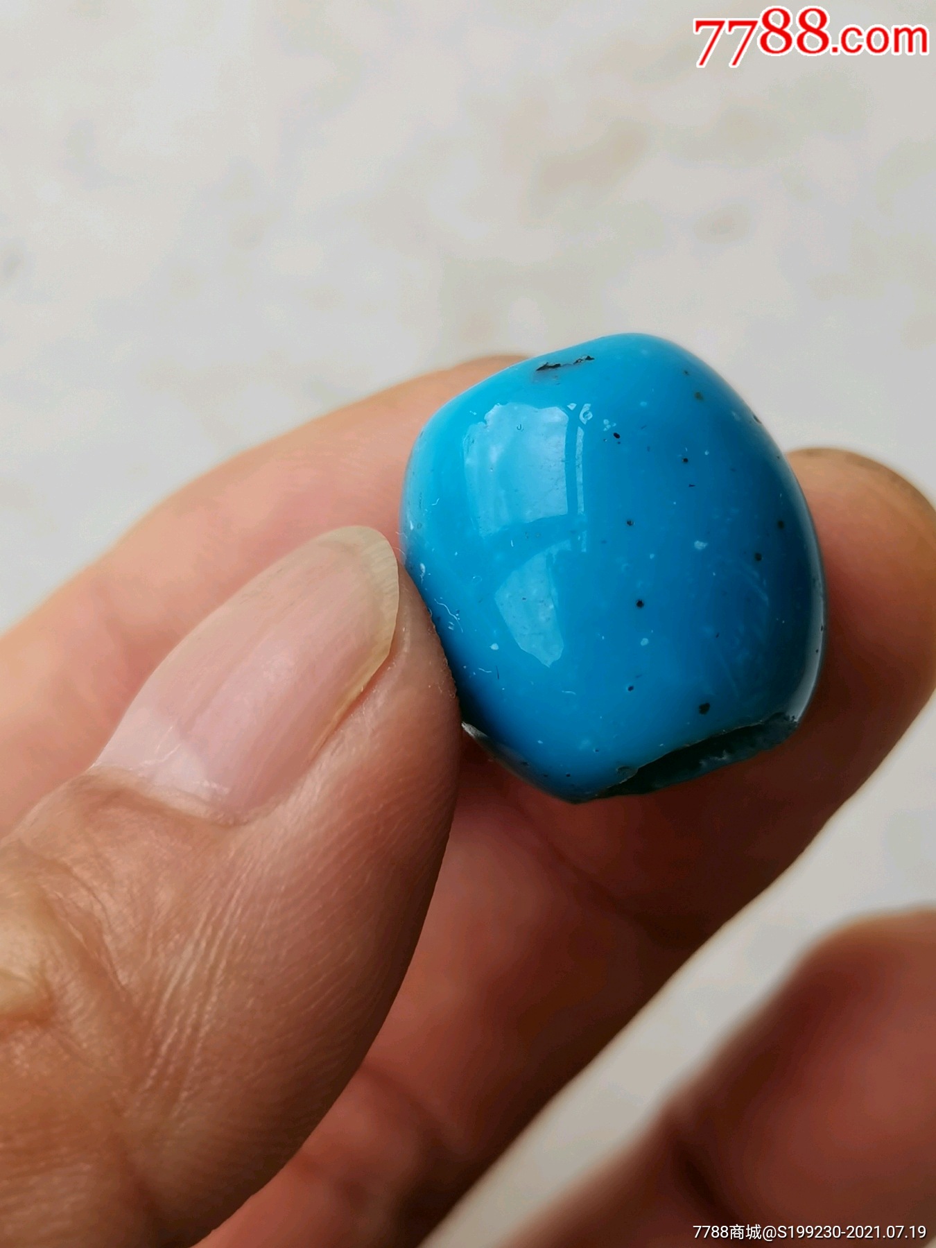 清代老琉璃珠古董琉璃珠蓝料大琉璃珠