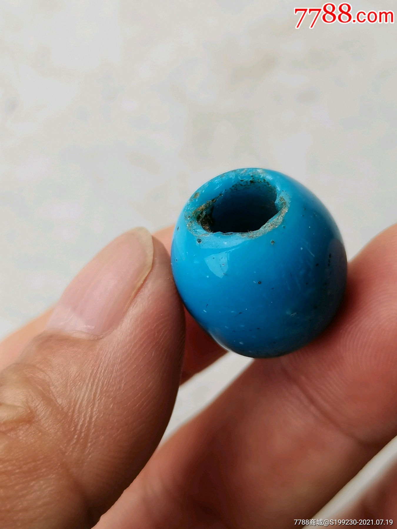 清代老琉璃珠古董琉璃珠蓝料大琉璃珠