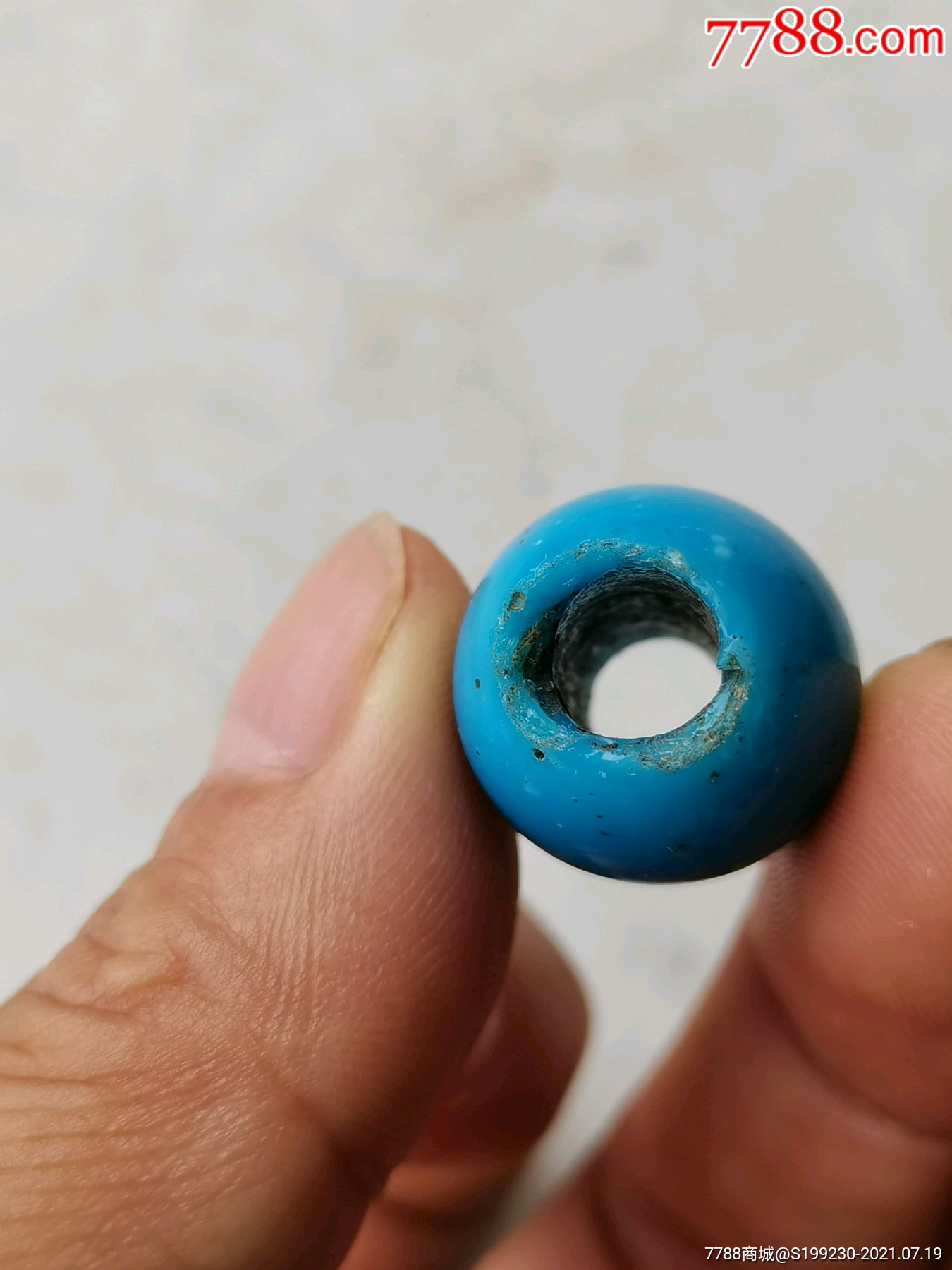 清代老琉璃珠古董琉璃珠蓝料大琉璃珠