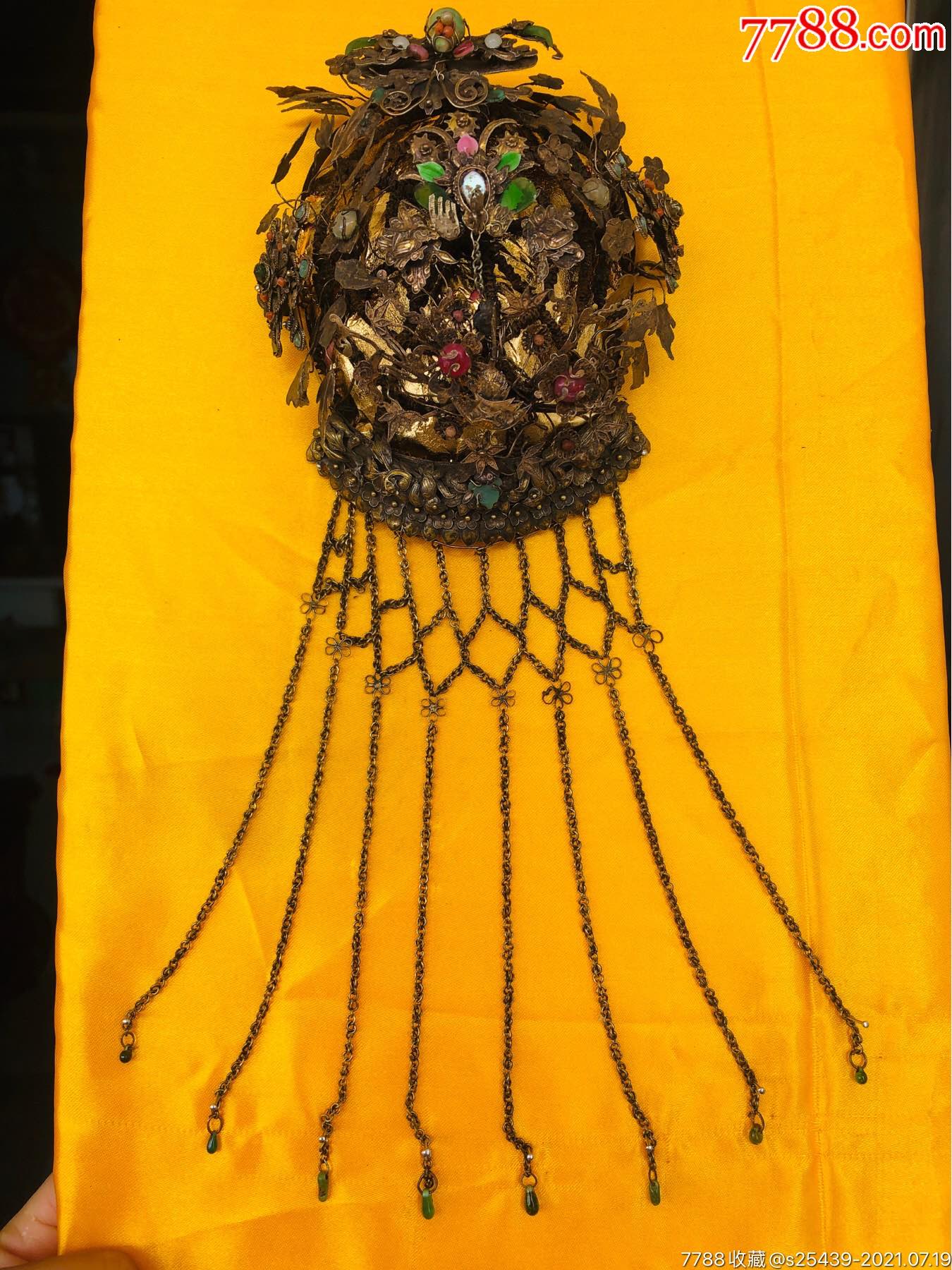 清代银鎏金凤冠