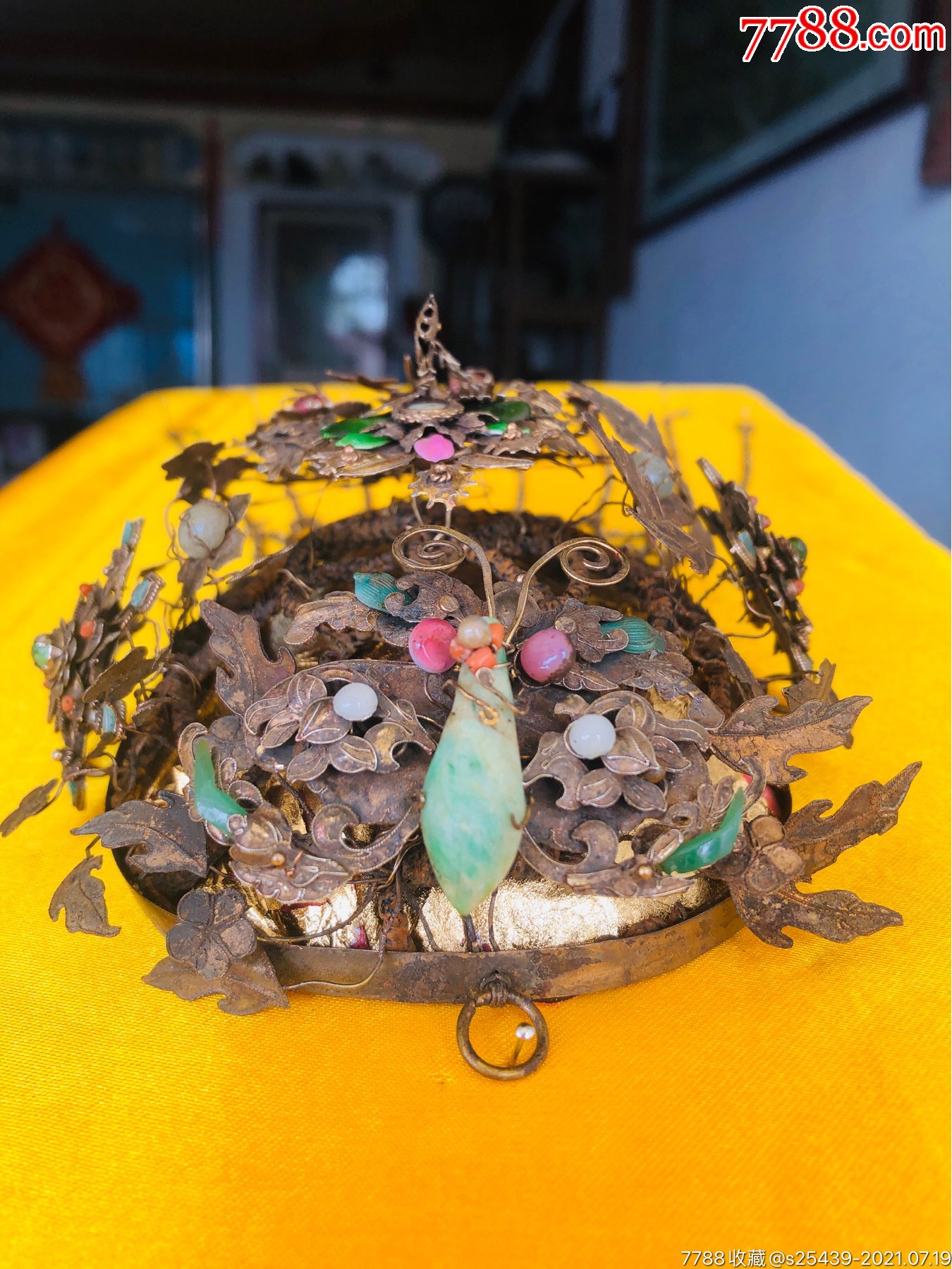 清代银鎏金凤冠