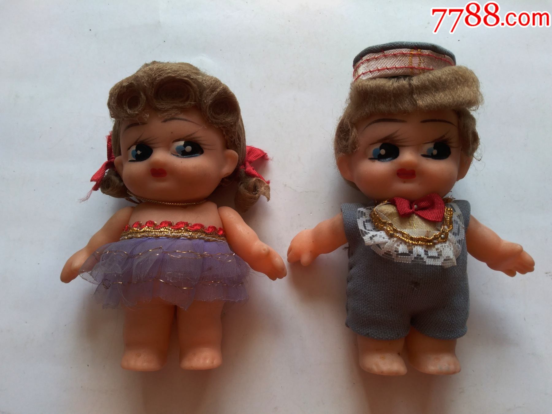 八十年代,胶皮娃娃一对,很可爱,点图可放大_胶皮玩具_第1张_7788小人