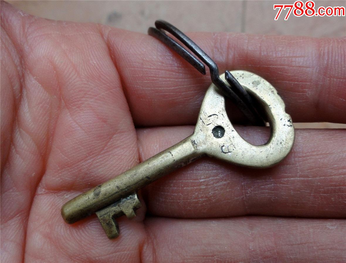 锁具收藏2107e-民国老洋房老式小号铜钥匙45mm-编号69