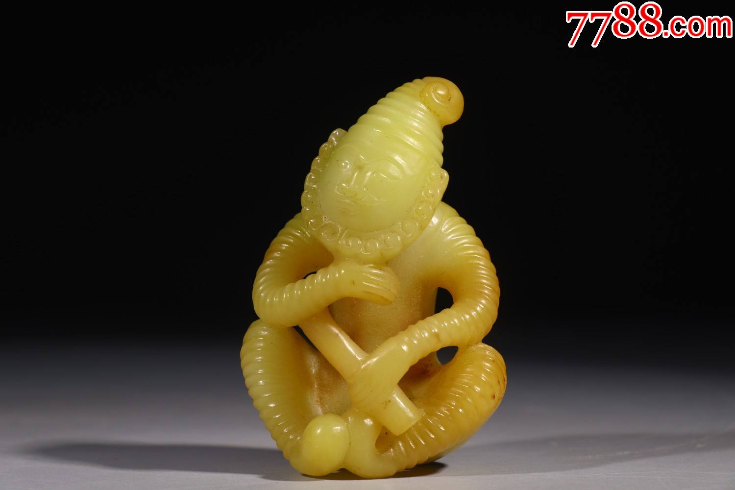 和田黄玉胡人把件