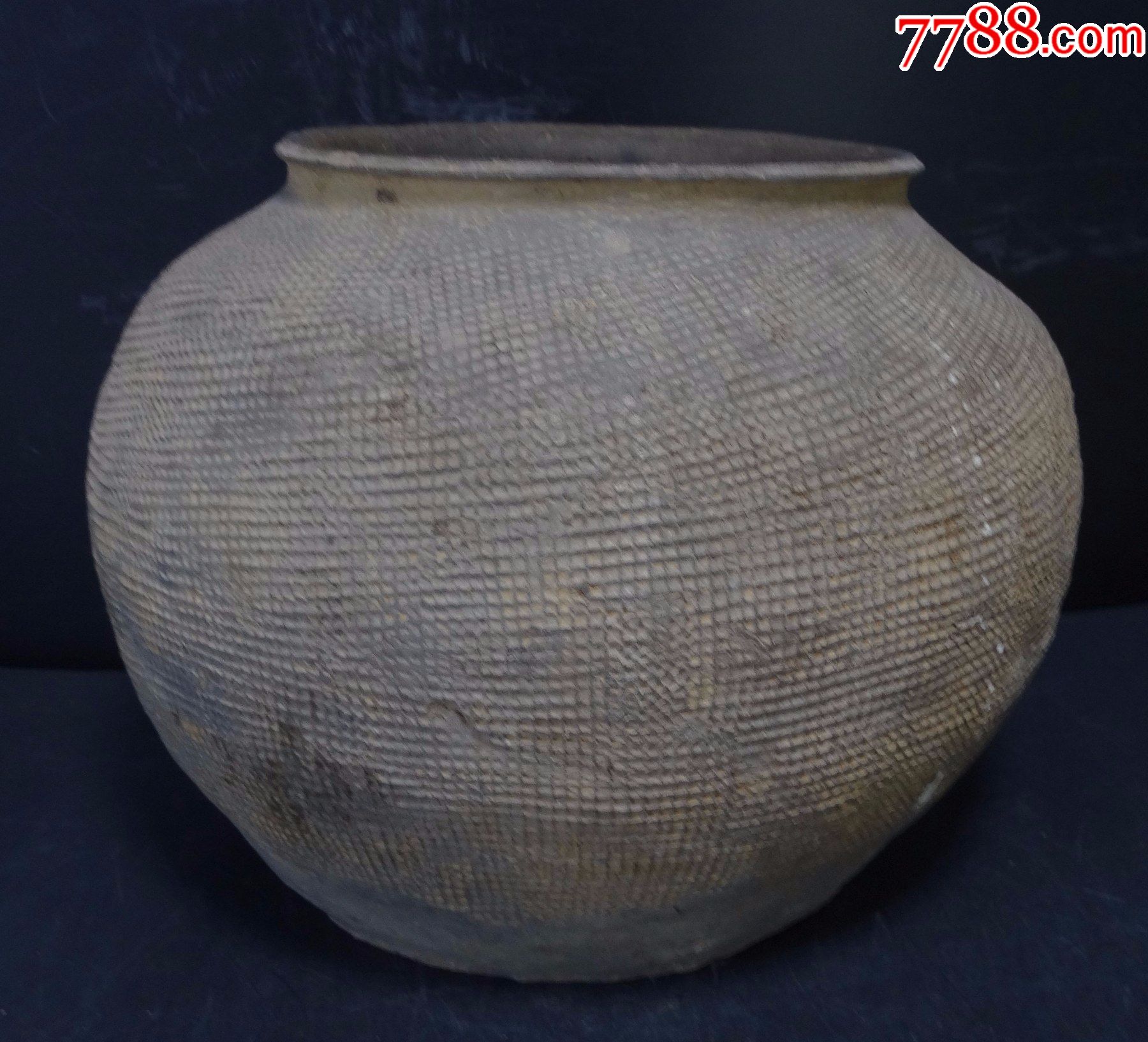 109古玩古董高古老窑陶器瓷器商代保老包真西周印纹麻布纹陶罐标