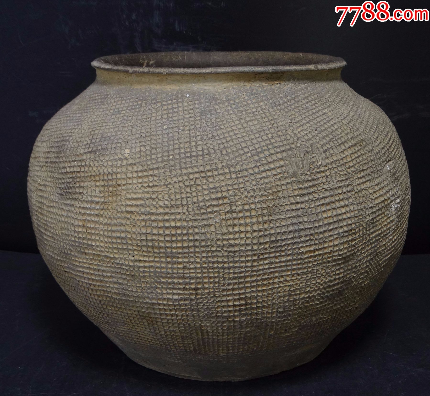 109古玩古董高古老窑陶器瓷器商代保老包真西周印纹麻布纹陶罐标