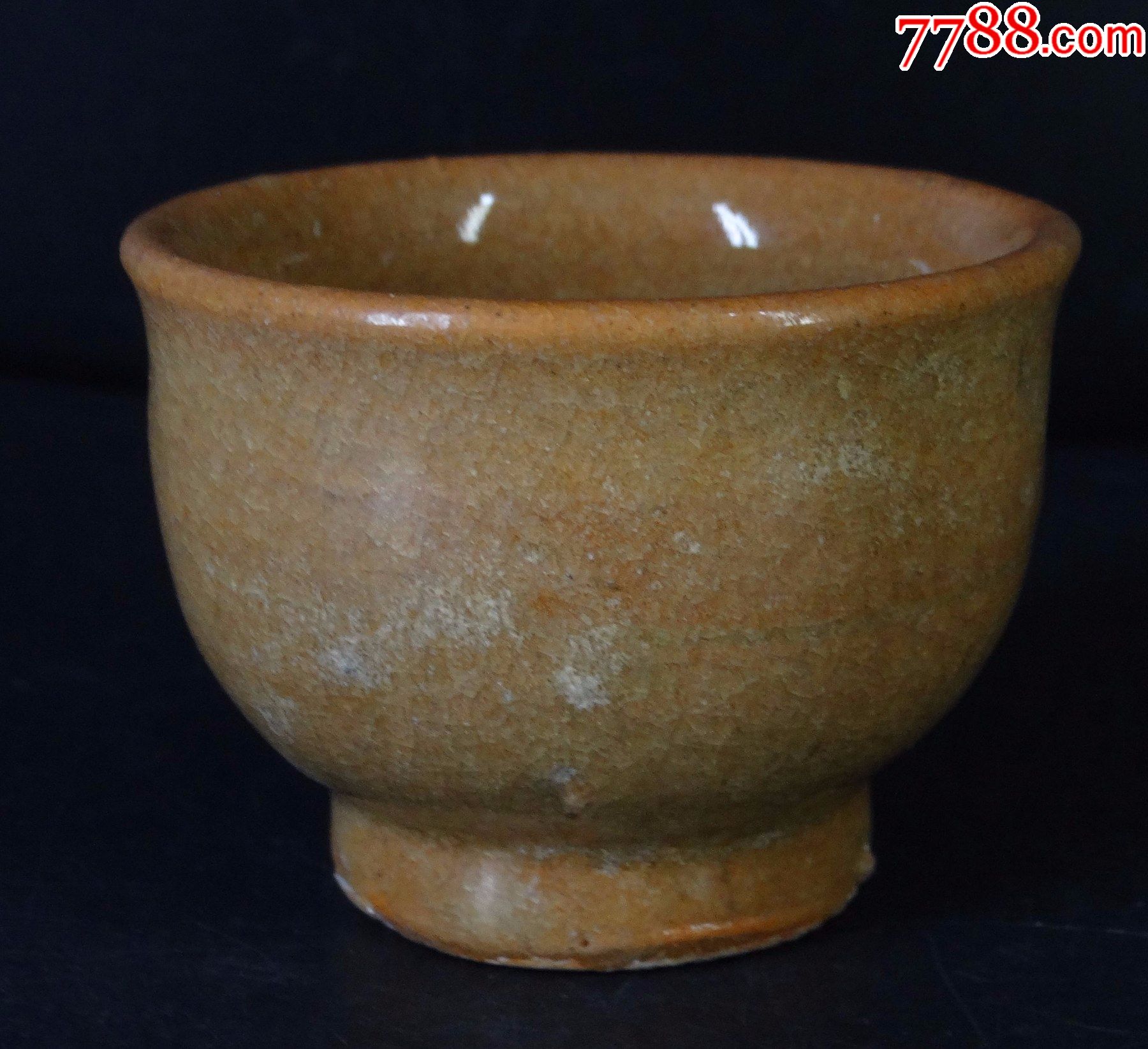 120古玩古董高保老包真元代末明代初浙江大窑口龙泉黄釉花口杯盏