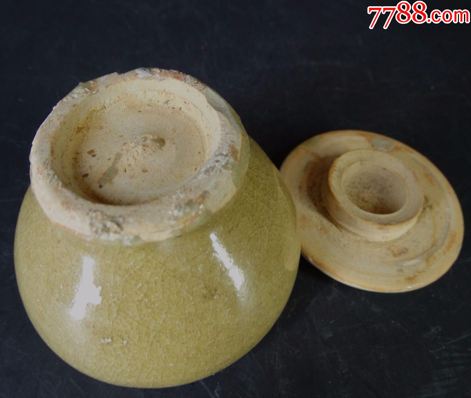 121-1古玩古董高古老窑陶器瓷器唐代宋代元代浙江窑口龙泉釉盖罐