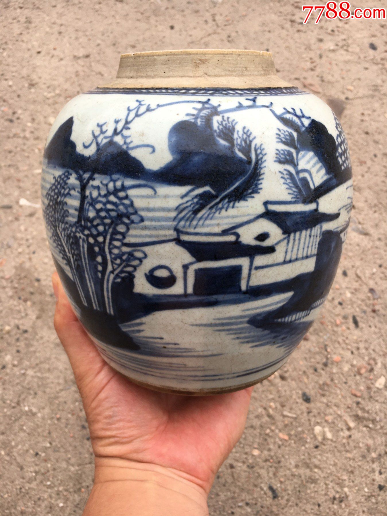 乾隆青花山水罐_青花瓷_作品欣赏_收藏价值_7788书法收藏