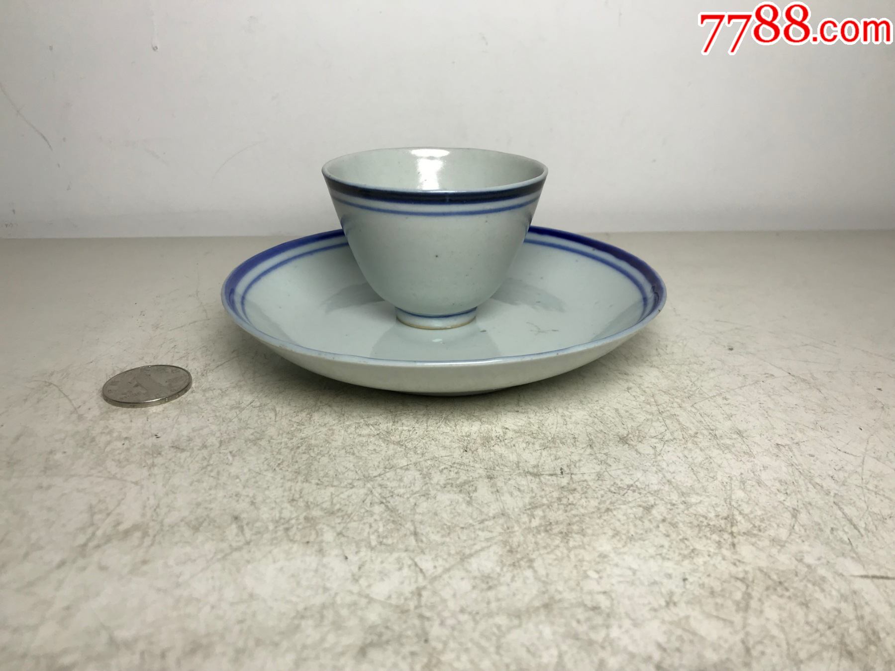 民国青花边茶杯盘子-青花瓷-7788瓷器