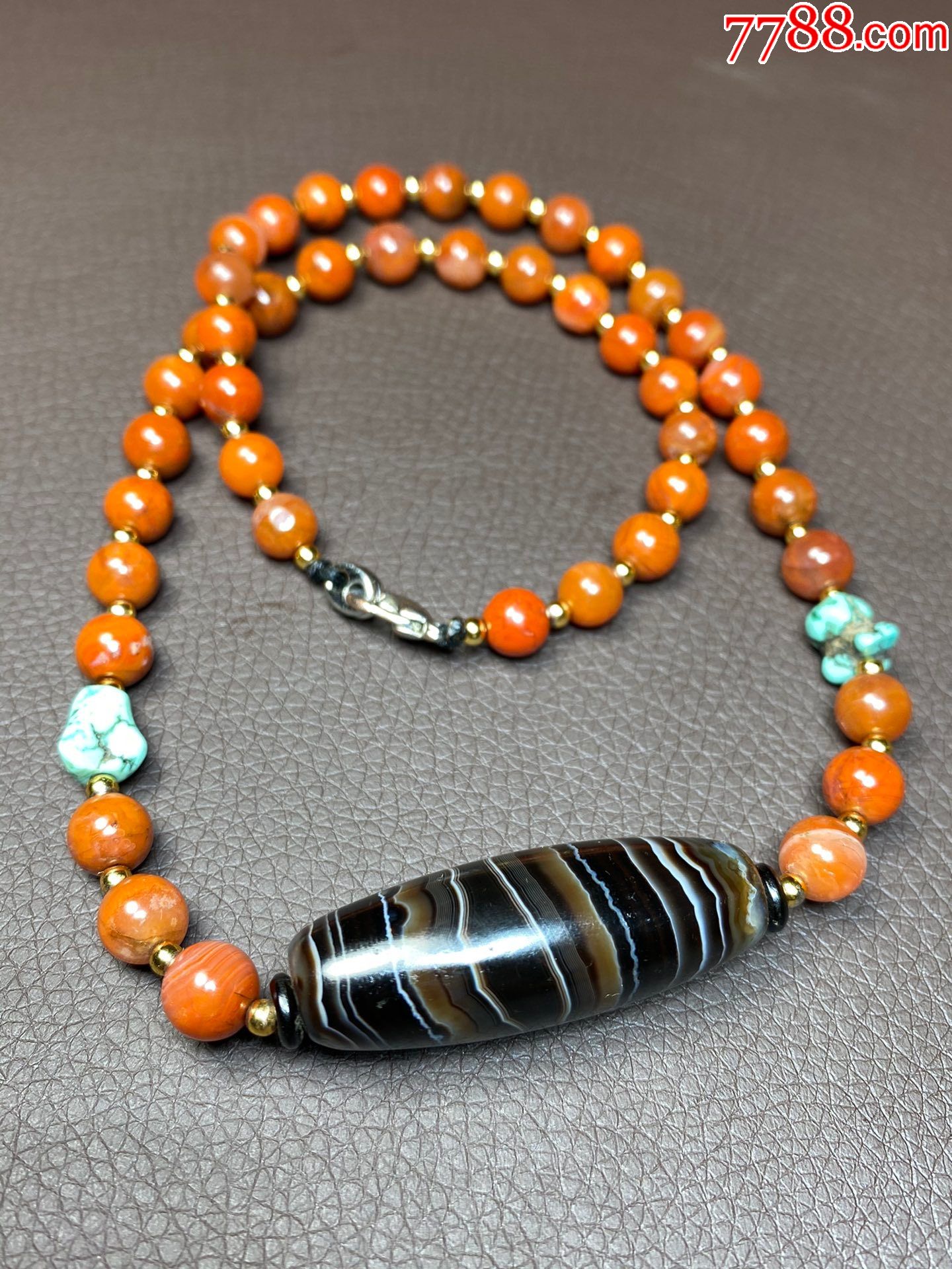 藏传千年爆老老缠丝玛瑙南红项链