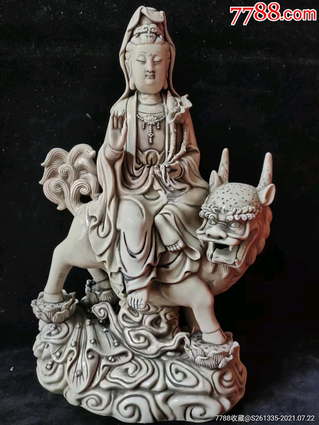 德化白瓷麒麟观音菩萨如图所示招财纳福化煞寓意好有缘人请