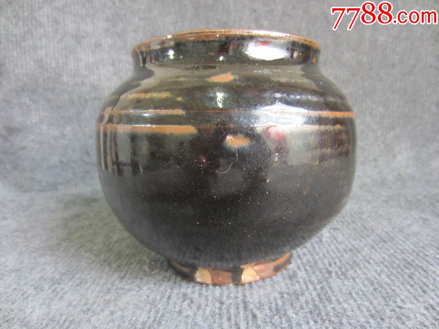 明代黑釉小罐,釉水超漂亮