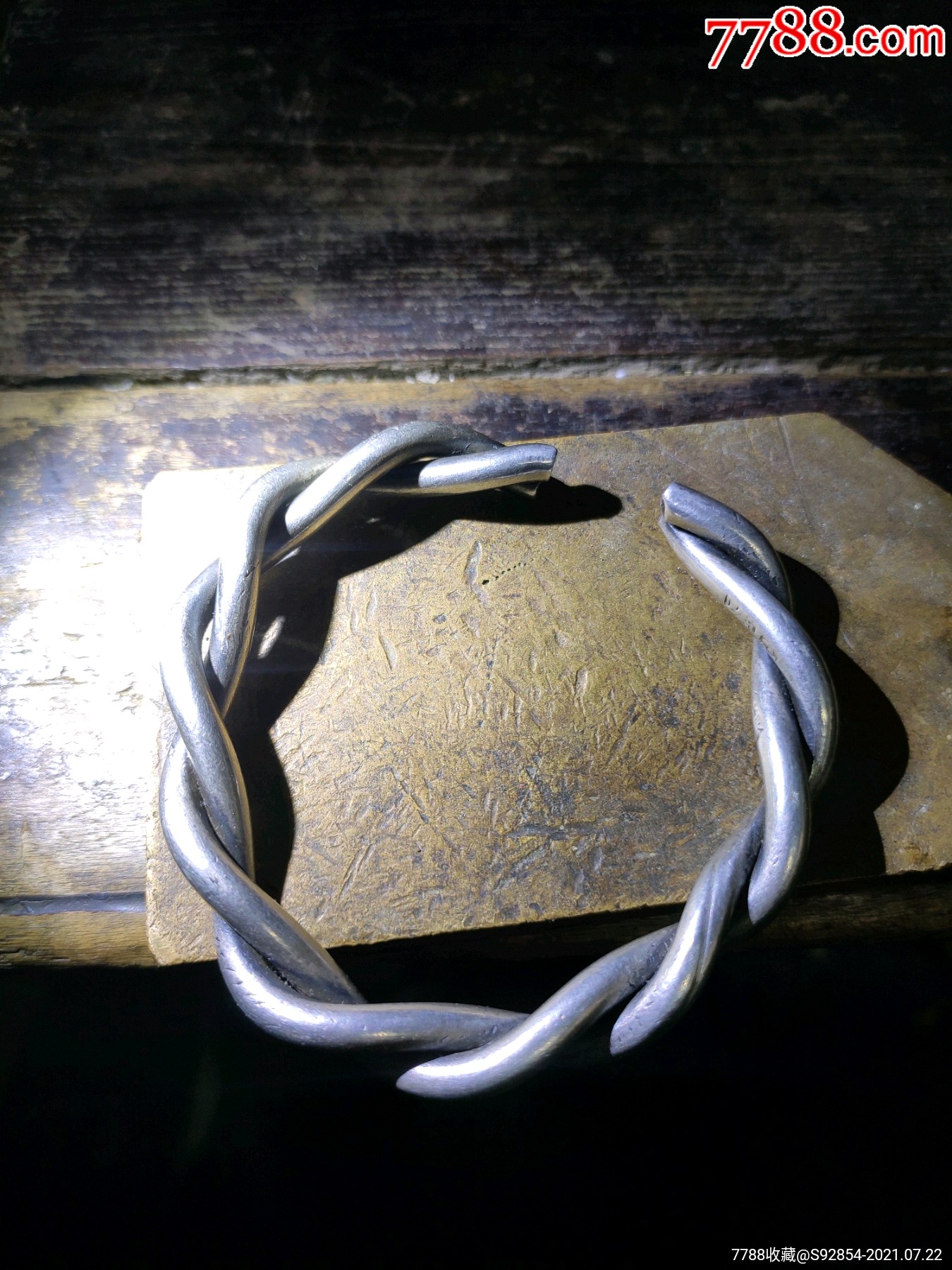 明代厚重足纹款男士麻花银镯