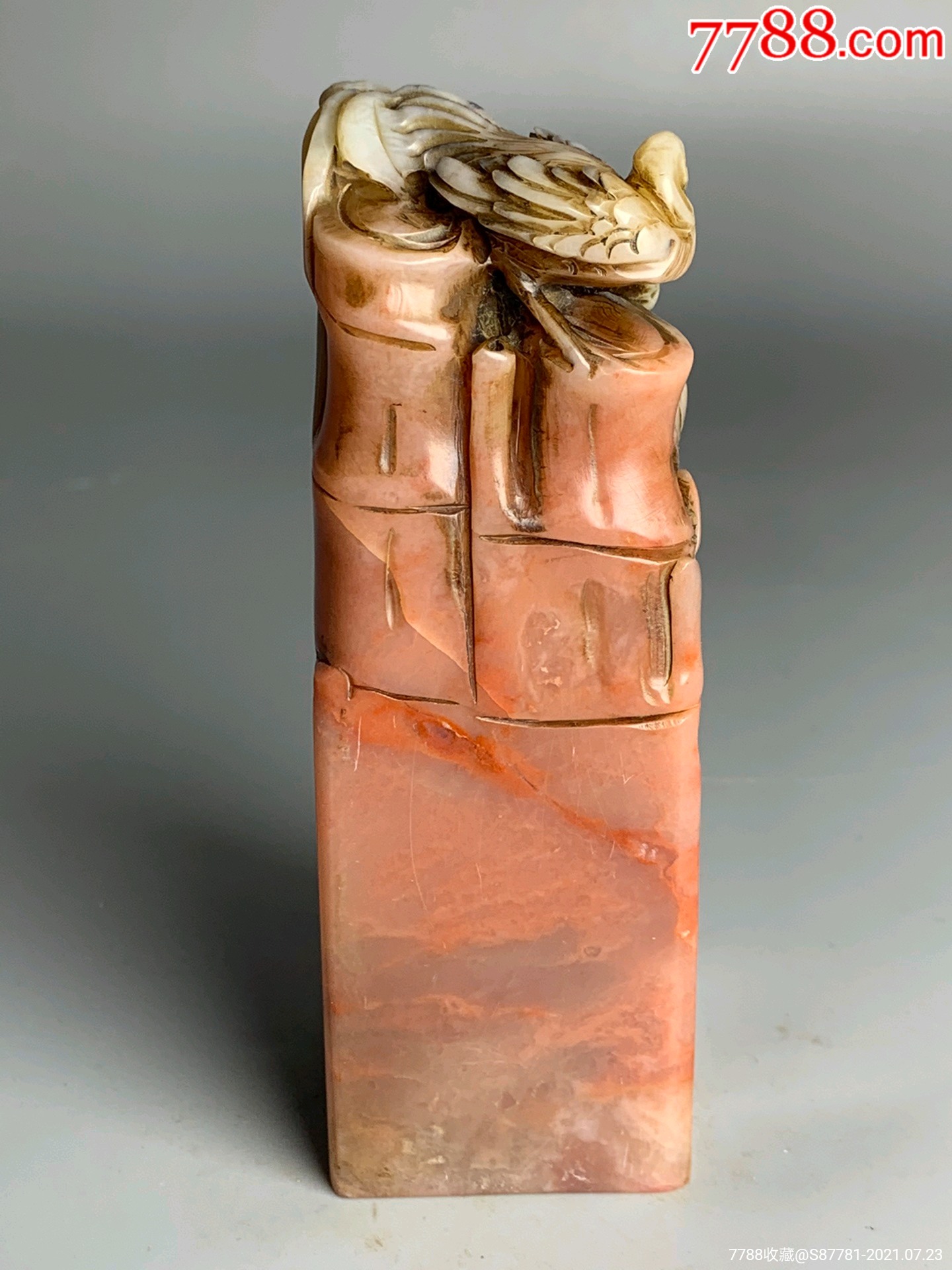 旧藏珍品原石纯手工雕刻寿山石印章.琴瑟和鸣,同心同德,节节高升