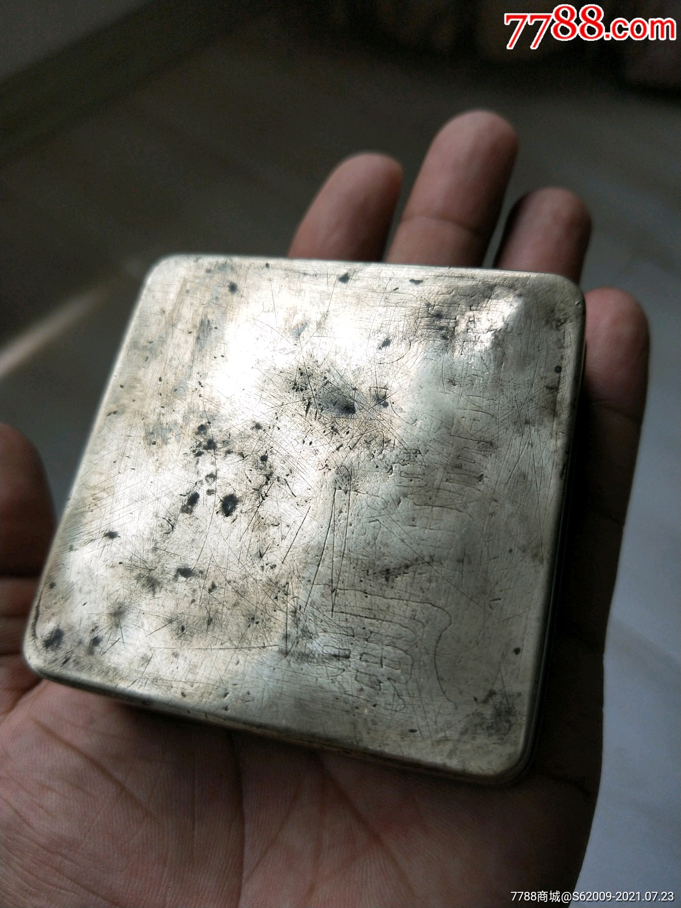 民国蚀刻文字白铜墨盒一方_其他文房用具_收藏价格_鉴定交易_7788瓷器