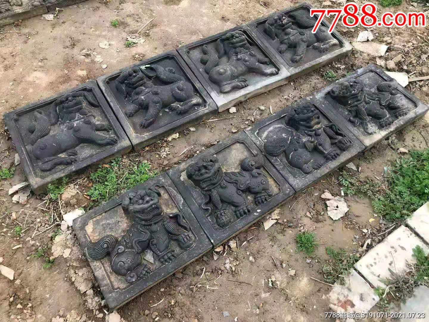 老砖雕狮子4对,高浮雕,雕工精细,造型独特,寓意好.尺寸如图