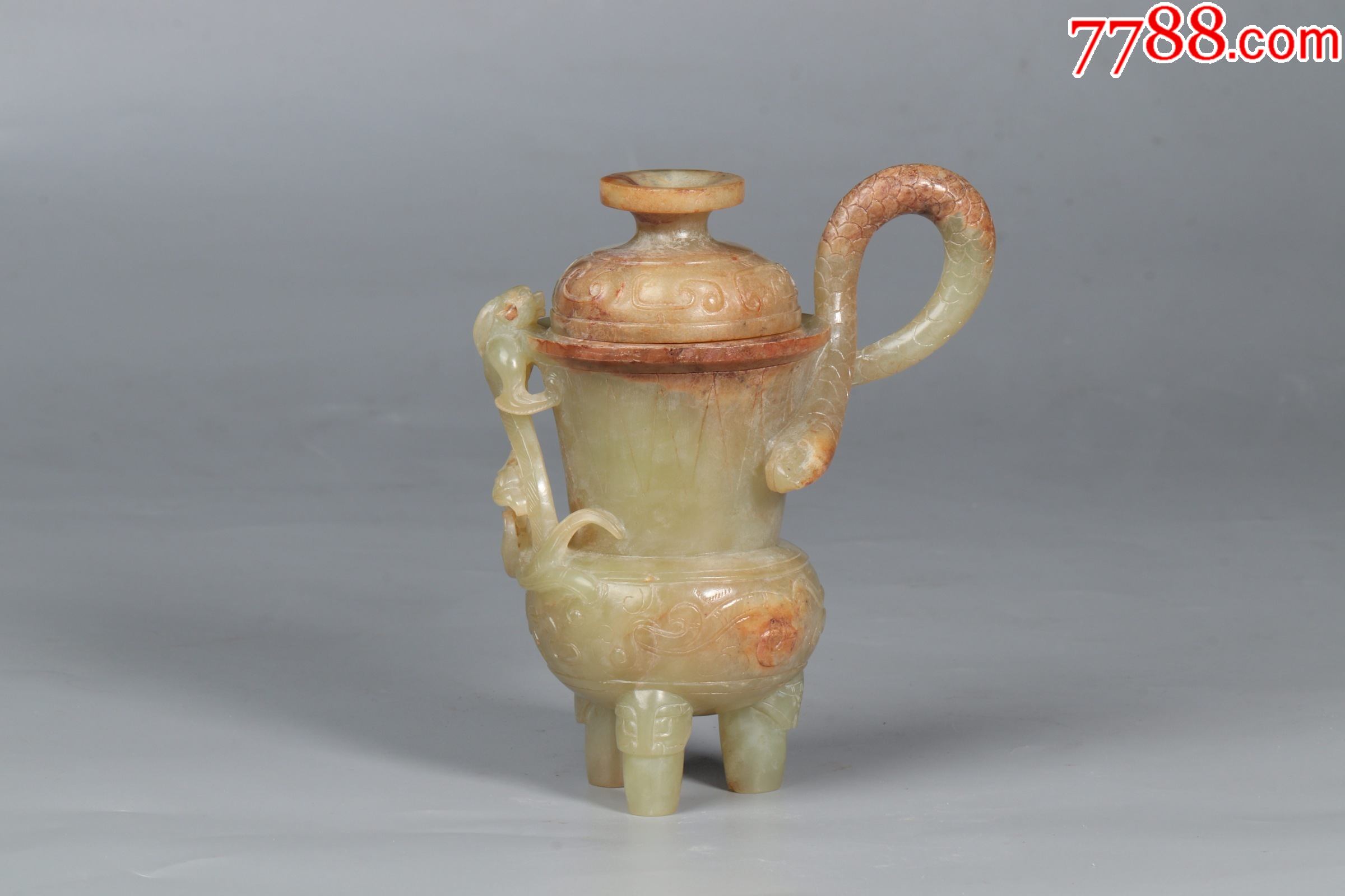 和田玉螭龙酒杯a84s60f