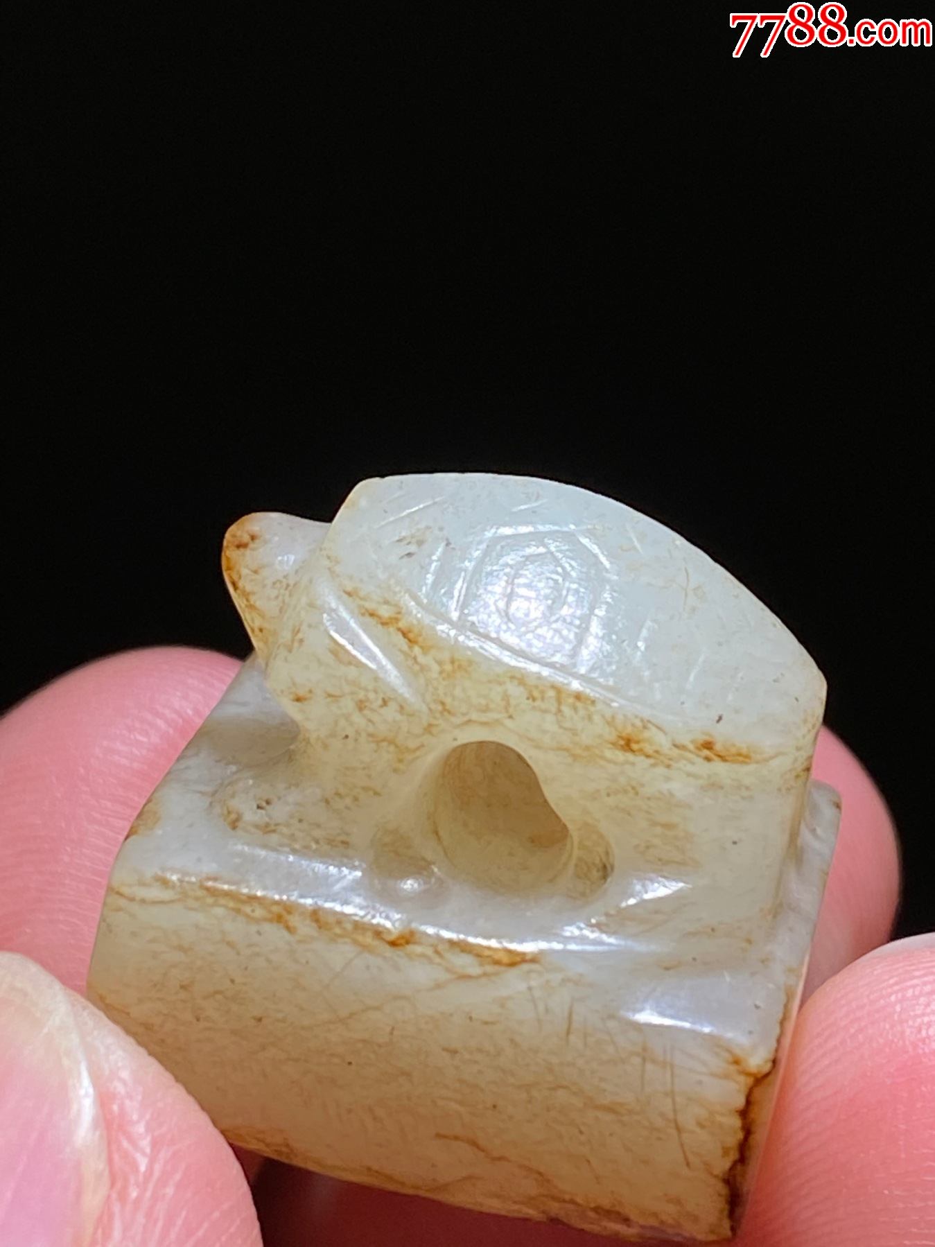 和田玉脂白玉龟钮篆文官印文房篆刻印章文房金石纂刻