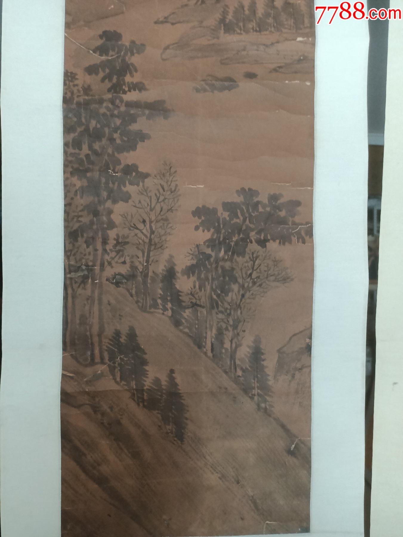 清代江苏苏州著名画家王翚王石谷山水四条屏,尺寸101-26cm