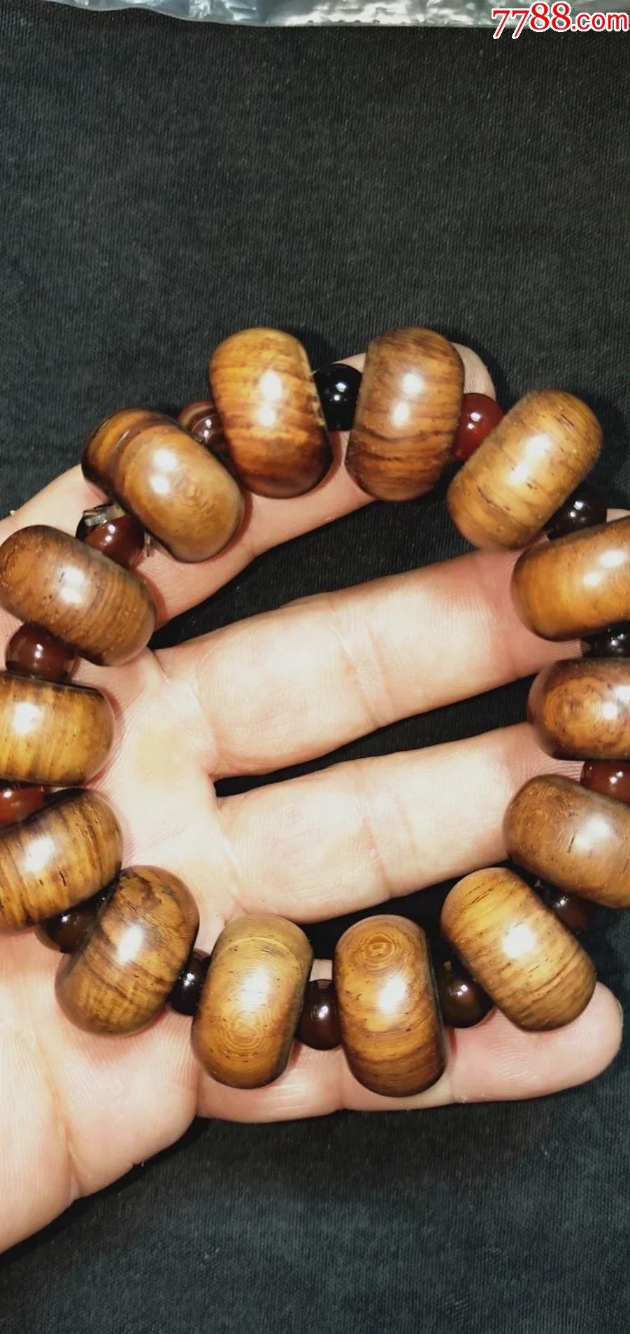 193号正宗海南黄花梨老算盘珠手串1421cm品相如图终身包老包真纹理