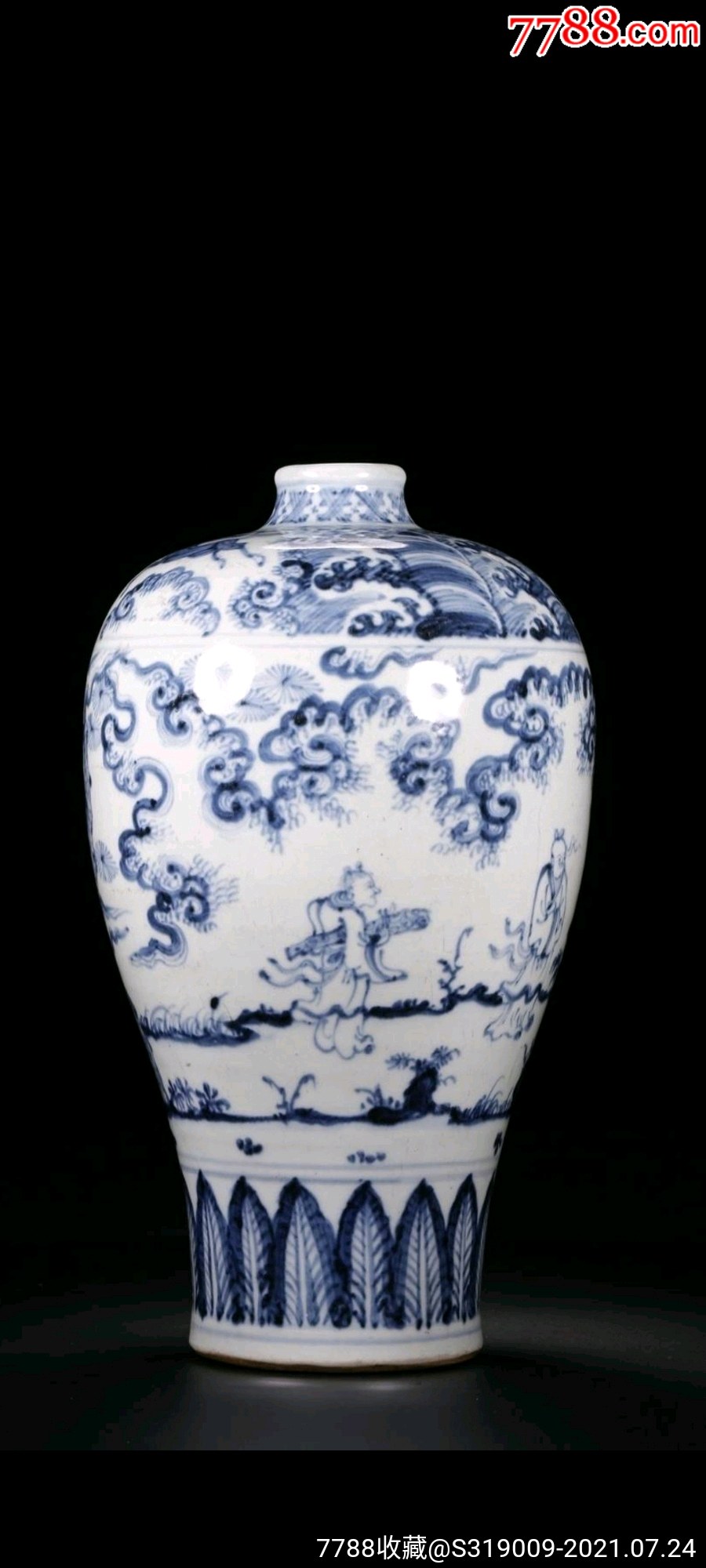 明代代空白期青花人物梅瓶