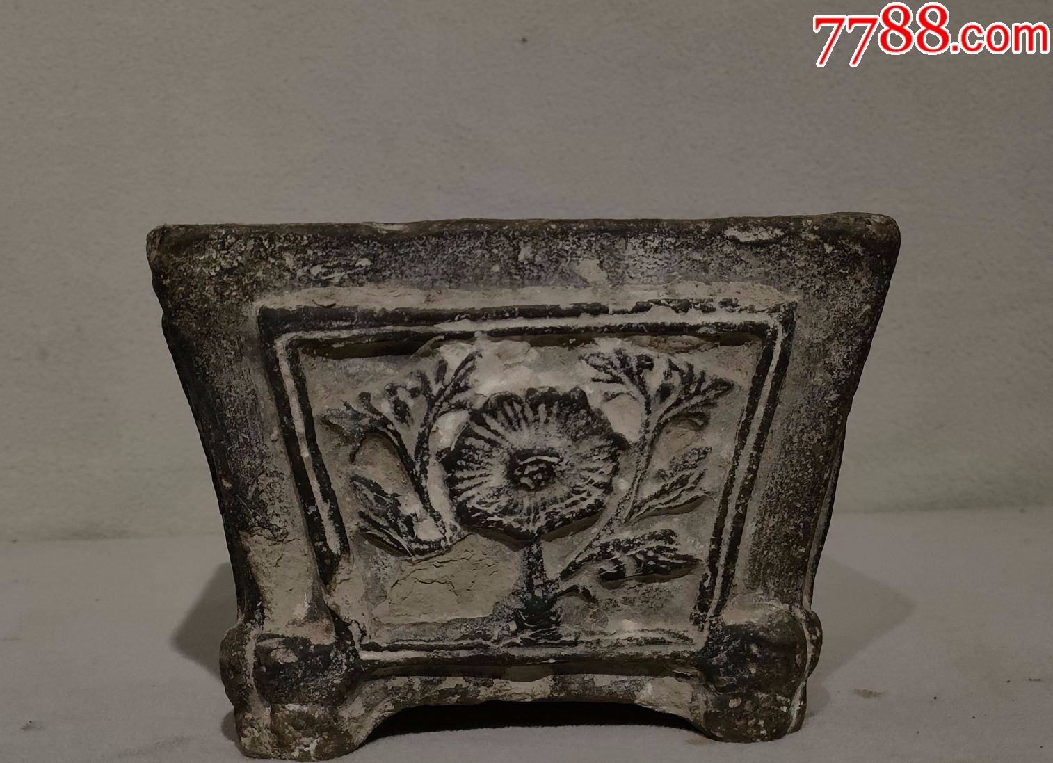 清代四面花卉陶花盆品完好