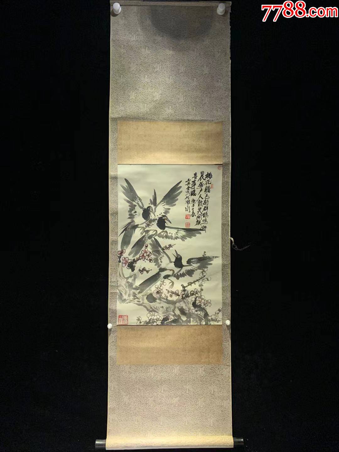 日本回流字画春鹊图3260玄关家居装饰收藏书画