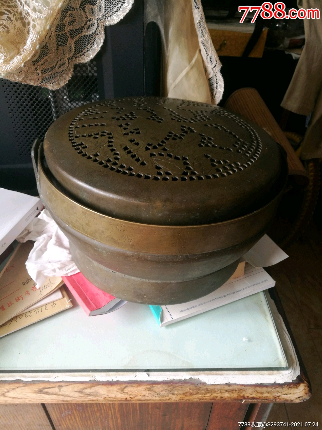 民国刻画铜脚炉-价格:800元-se81623261-铜炉-零售-7788钱币网