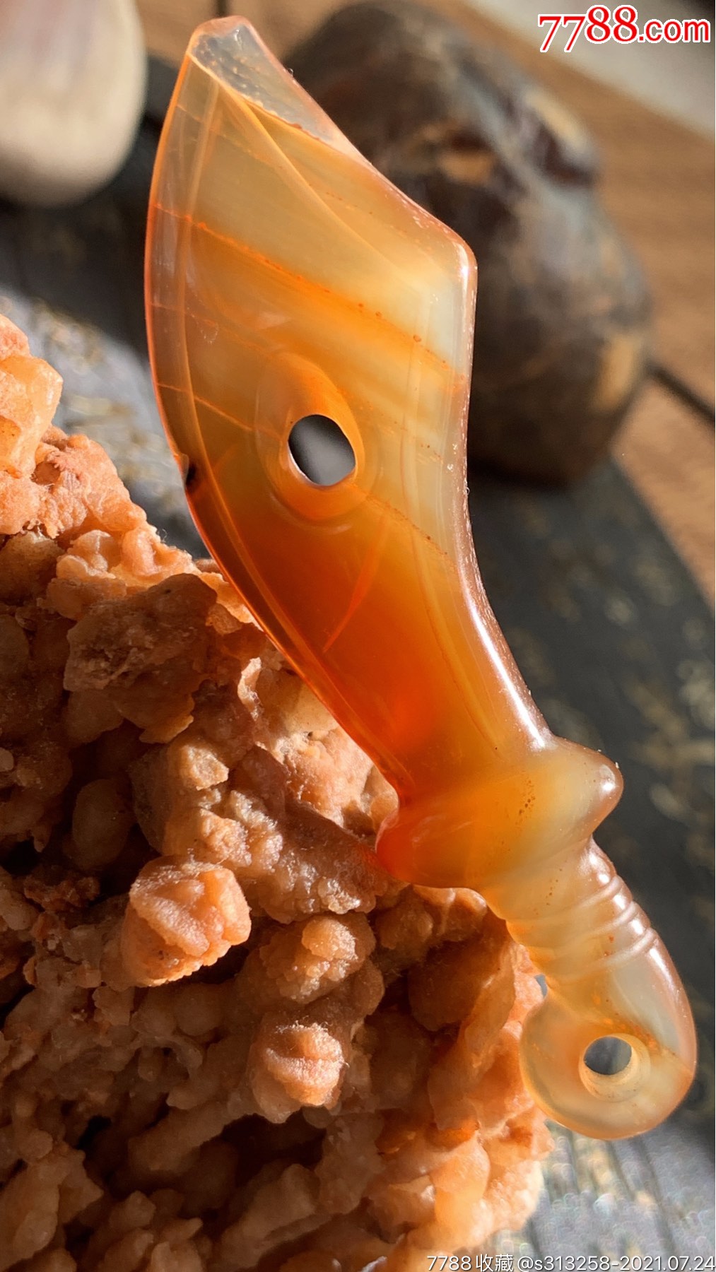 精美清早期天然上等江河玛瑙精雕匕辟邪挂坠