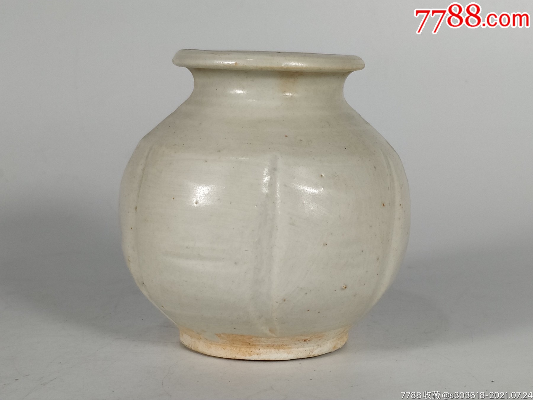 宋元白釉瓜楞罐_单色白瓷_图片价格_收藏价值_7788铜锁收藏