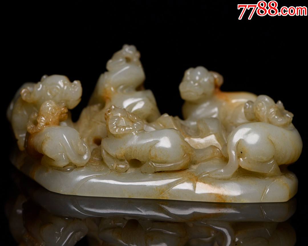 精品和田玉五牛图摆件