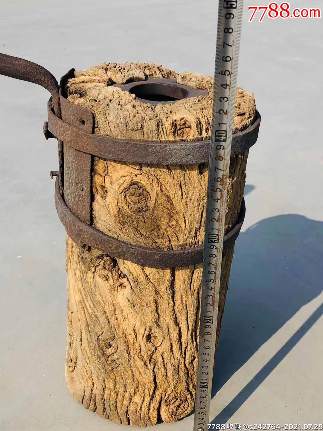 百年风化榆木轳辘轴头老铁艺精美漂亮