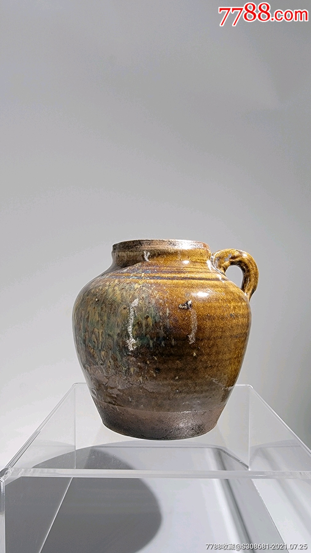 清代早期华宁窑玻璃釉窑变釉精品单系罐,包老保真