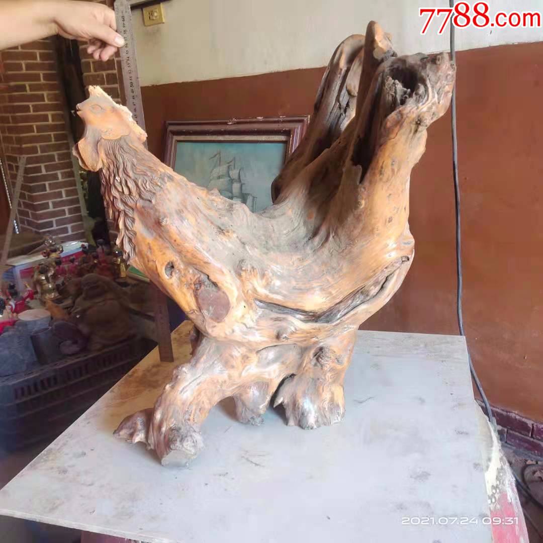 根雕鸡吉利大型动物花鸟雕像摆件包邮_木雕摆件_图片欣赏_收藏价格