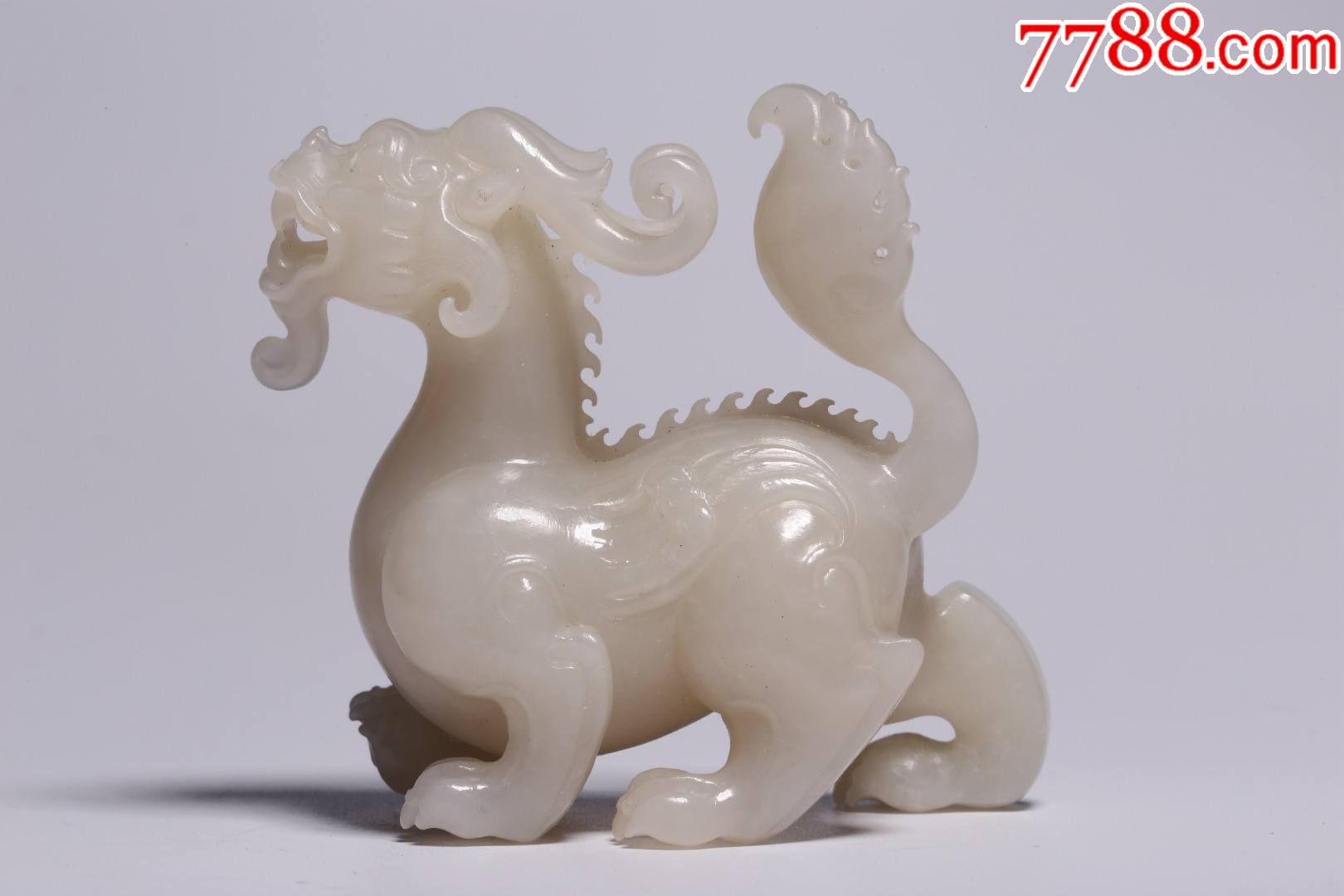 和田白玉螭龙摆件