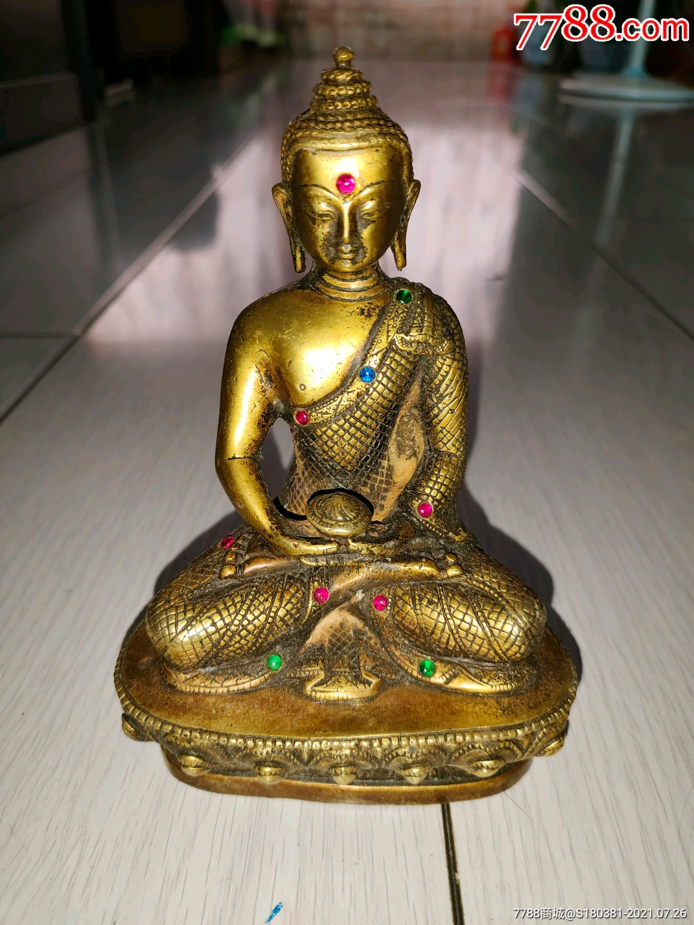 古玩铜器收藏纯铜黄铜释迦牟尼佛像坐佛佛祖摆件