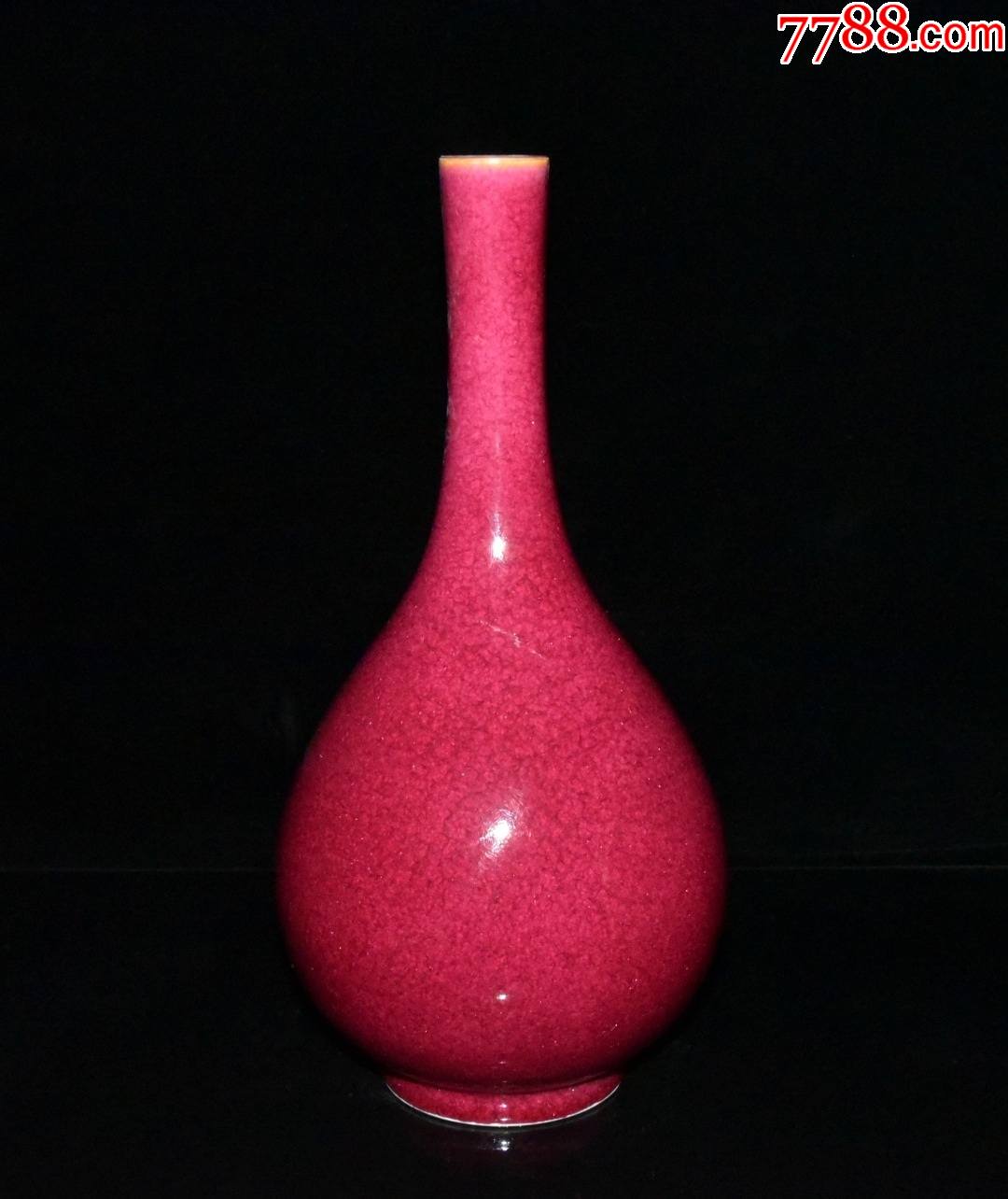 胭脂红描金开片胆瓶现代工艺品