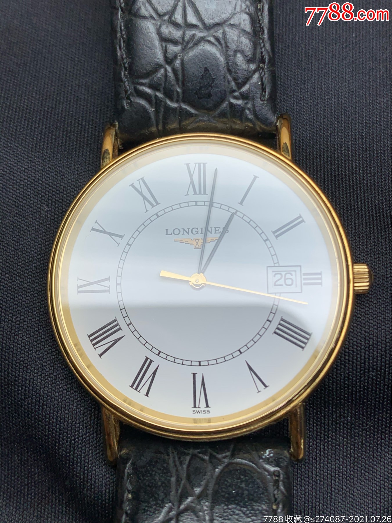 浪琴l4.720.2石英中性表,33mm表径,镀金壳,品相看图,走时正常.