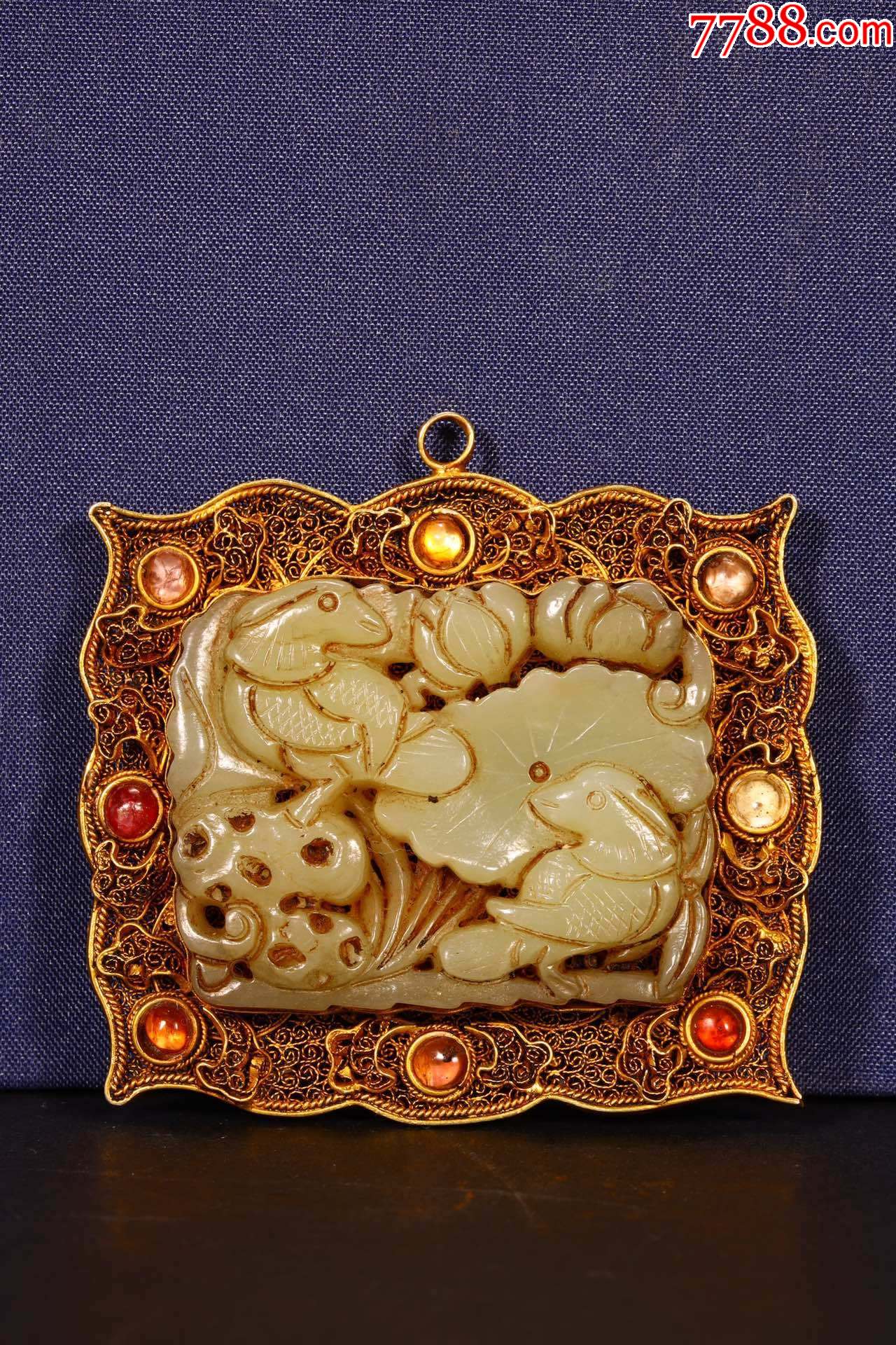 银鎏金花丝嵌和田玉牌a84s20f