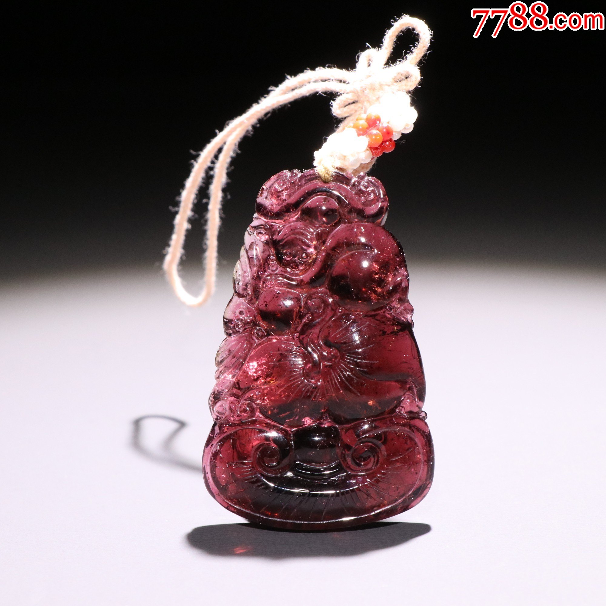 回流极品粉碧玺寿桃如意挂坠_价格14000元_第1张_7788商城__七七八八