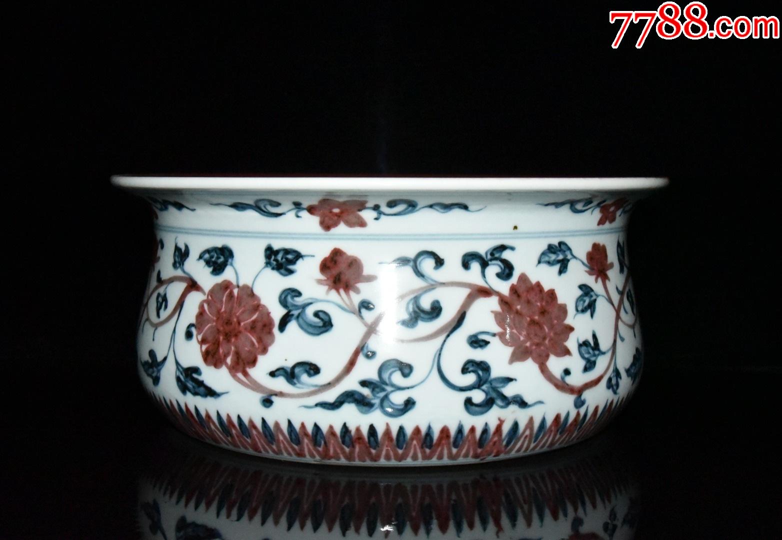 霁红青花釉里红缠枝花卉净手盆(现代工艺品)-价格:700元-se81678487-红釉瓷-零售-7788收藏__收藏热线