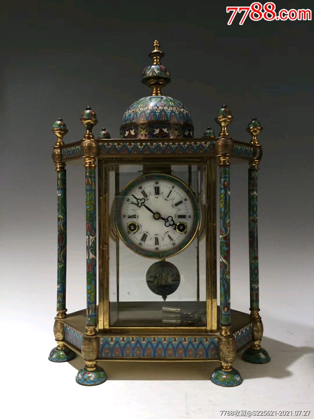 创汇时期景泰蓝机械座钟