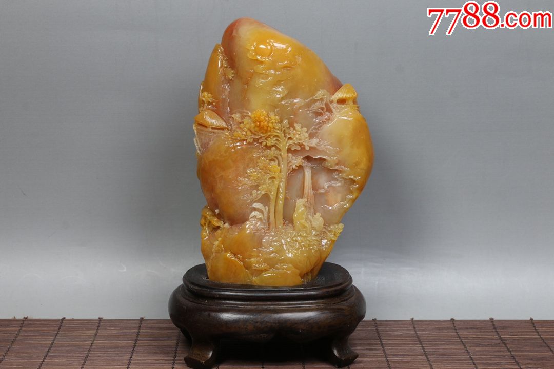 田黄石 寿山石 彫刻 寿山石顶尖石种揭秘：“表里不一”银包金