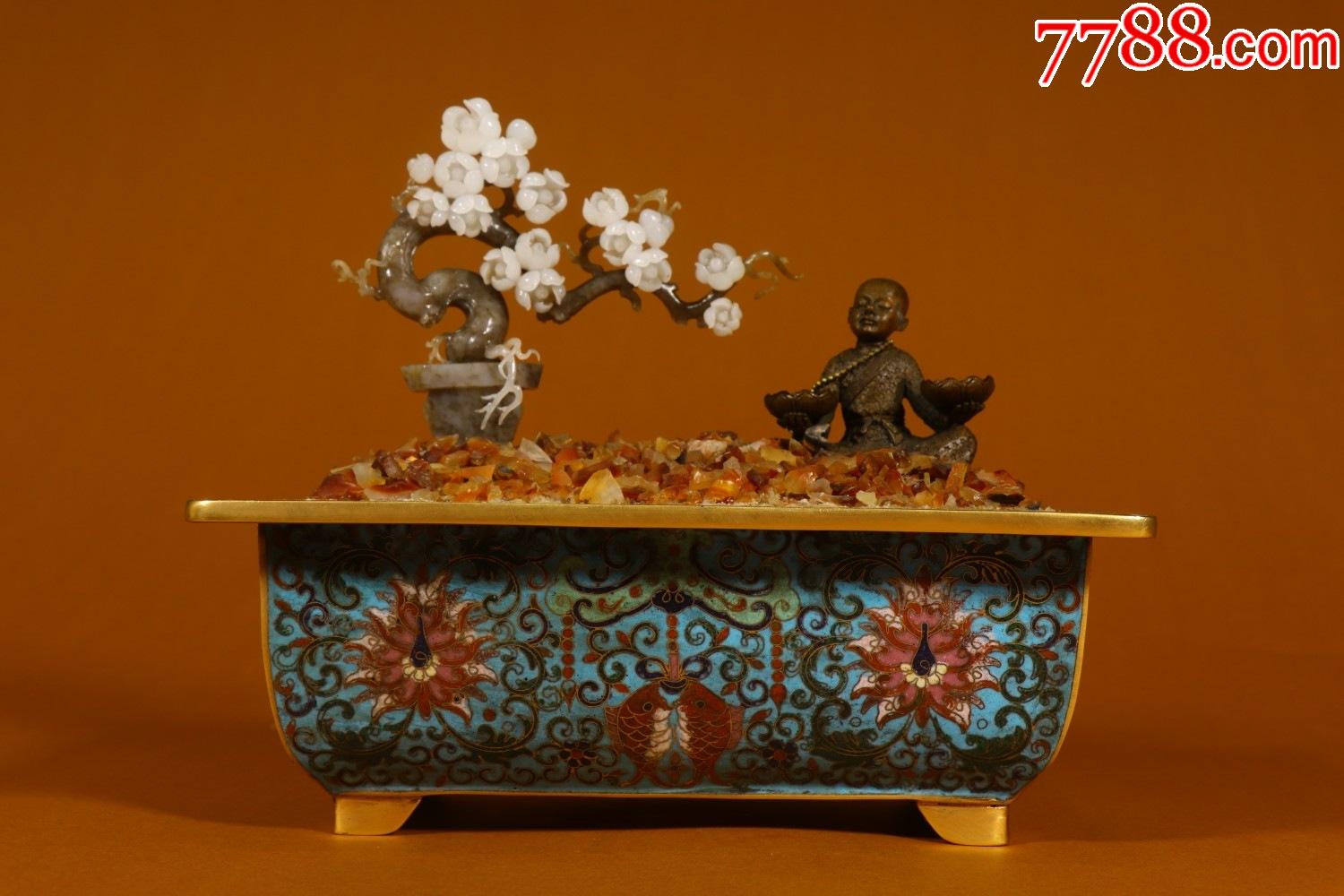 掐丝珐琅盆梅花树下罗汉盆景_景泰蓝/珐琅_天一藏古玩斋【7788收藏