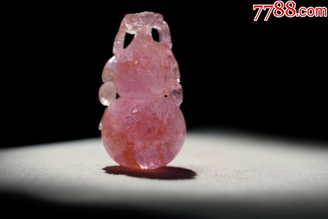 粉色老碧玺葫芦坠福禄吉祥