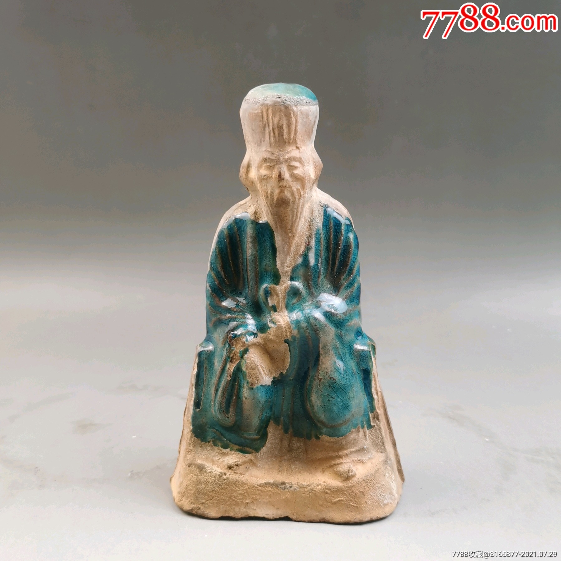 明代珐华彩文昌君像土地爷三彩瓷塑老佛像艺术品民俗收藏品包老保真.