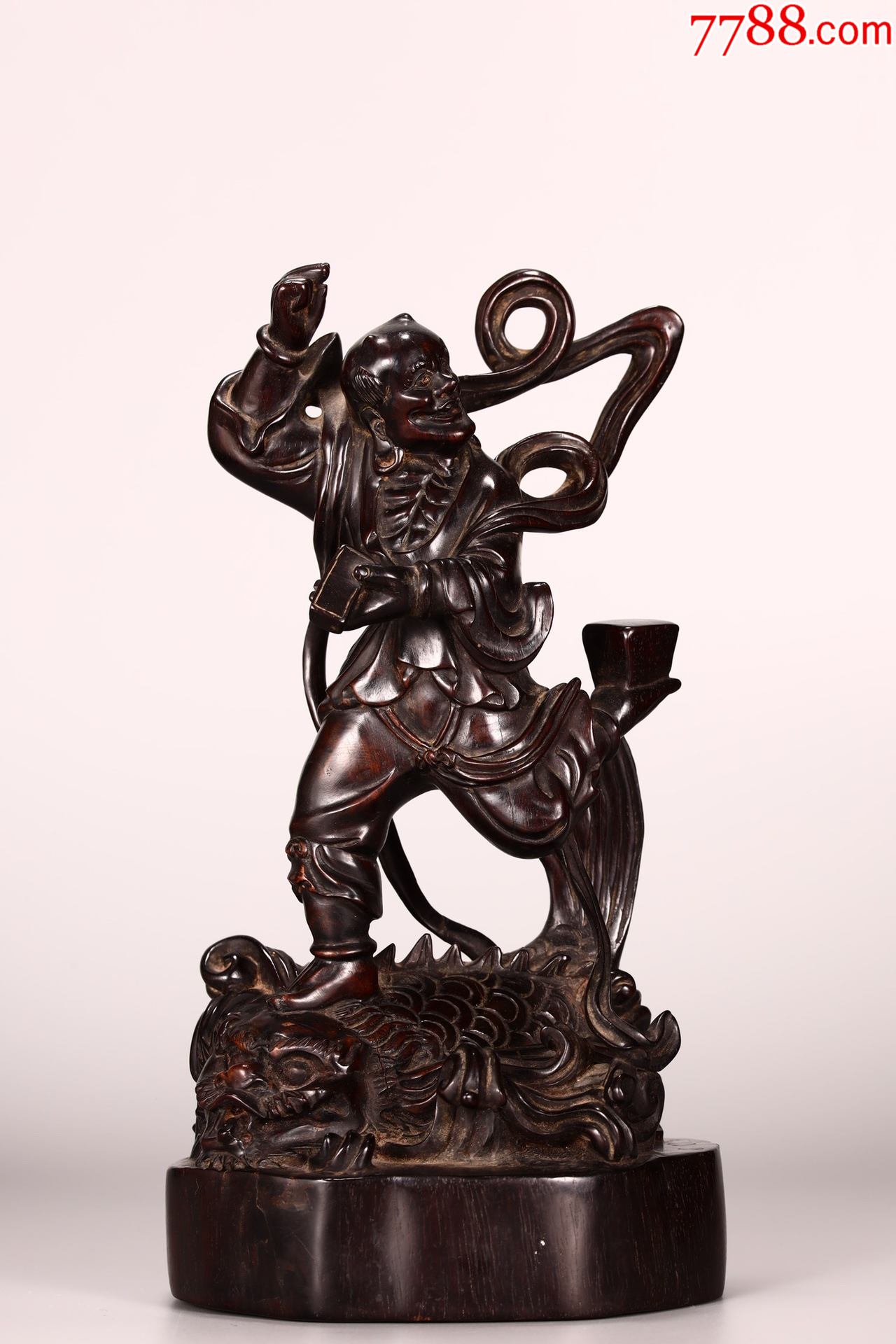 小叶紫檀魁星点斗独占鳌头摆件_木雕摆件_第1张_7788陶器收藏