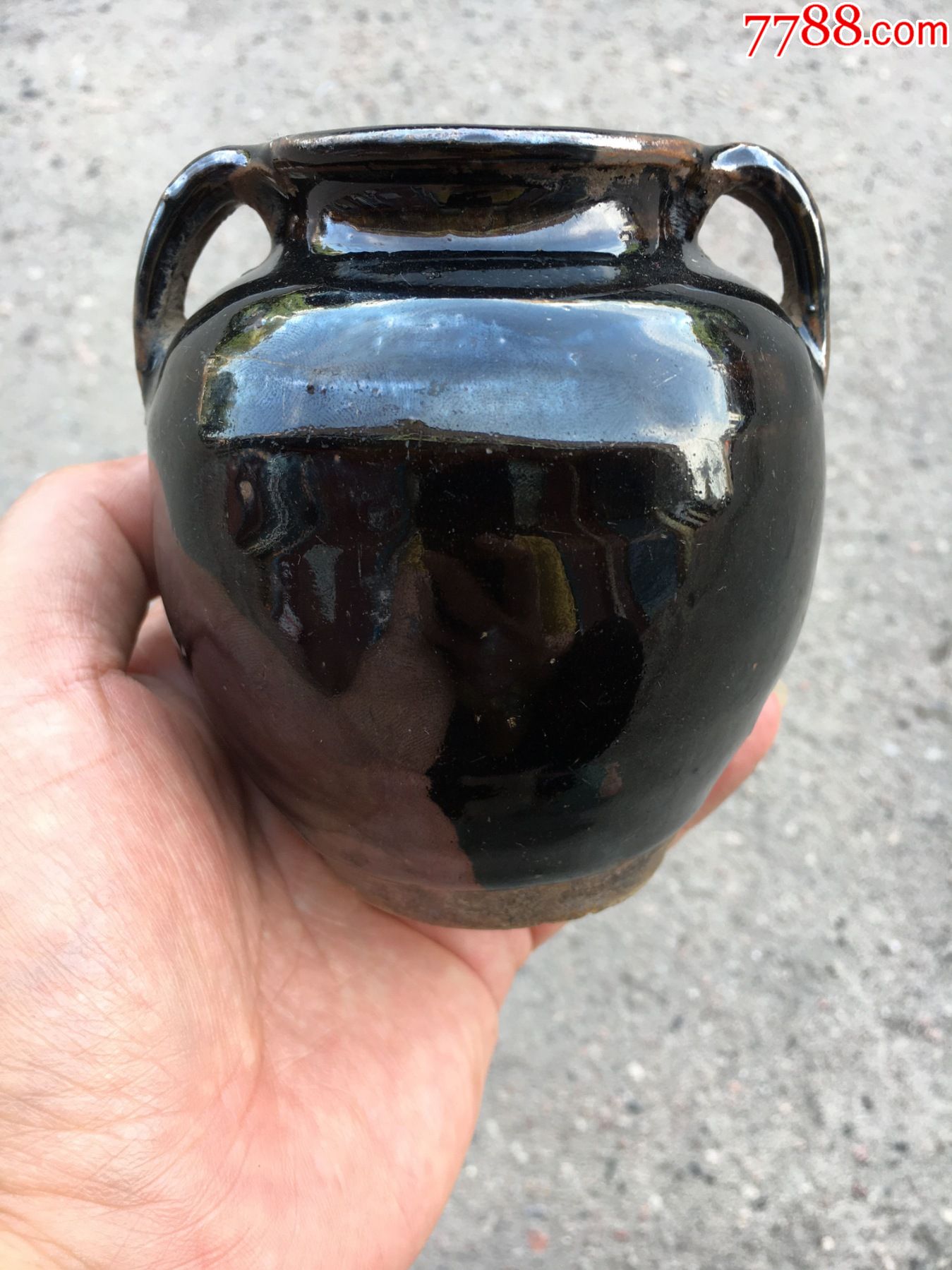 宋元黑釉双耳罐