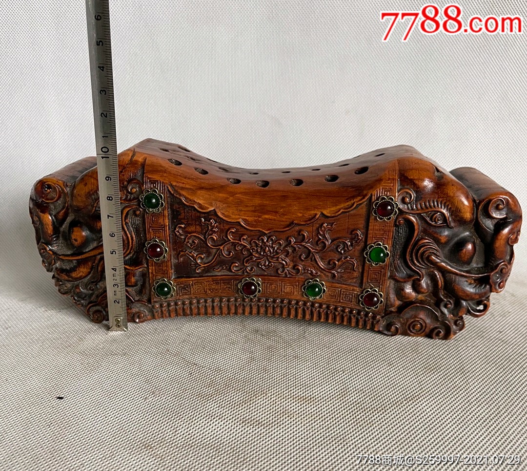 下乡偶得黄杨木凉枕,全品包老